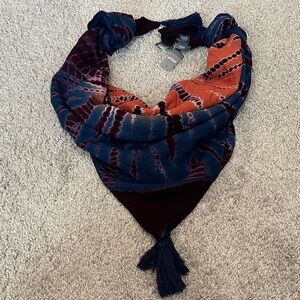 Aerie Vibrant Blue Purple and Orange Tie Dye Scarf. NWT
